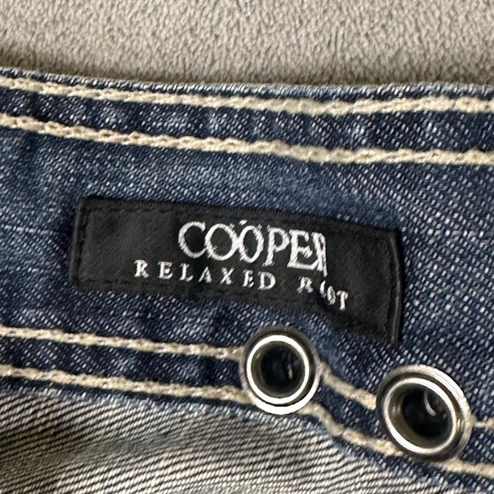 Affliction Los Angeles Cooper Relaxed Fit Jeans Mens 36x34 Blue Distressed Y2K - Picture 14 of 16